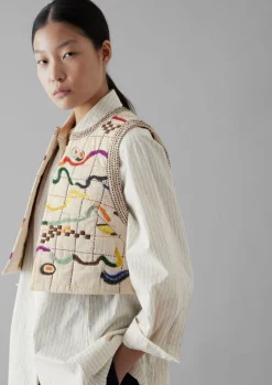 TOAST Abstract Hand Embroidered Gilet-Women Coats & Jackets