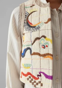 TOAST Abstract Hand Embroidered Gilet-Women Coats & Jackets