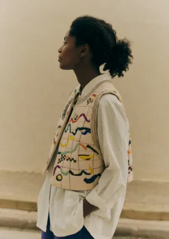 TOAST Abstract Hand Embroidered Gilet-Women Coats & Jackets
