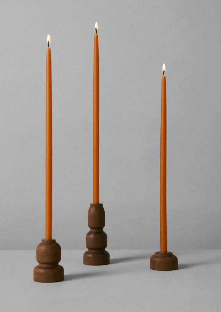 TOAST wood Slim Dinner Candle Holder Set- Decorative Pieces|Candles & Holders