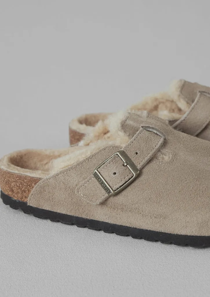TOAST Birkenstock Boston Suede Shearling Clogs-Women Slippers|Nightwear