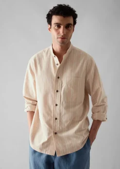 TOAST Bold Stripe Grandad Shirt- Shirts
