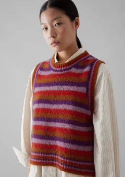 TOAST Brushed Alpaca Blend Stripe Tank-Women Knitwear