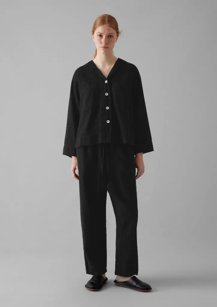 TOAST Brushed Cotton Linen Herringbone Trousers-Women Linen|Loungewear