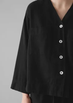 TOAST Brushed Cotton Linen Herringbone Top-Women Linen|Loungewear