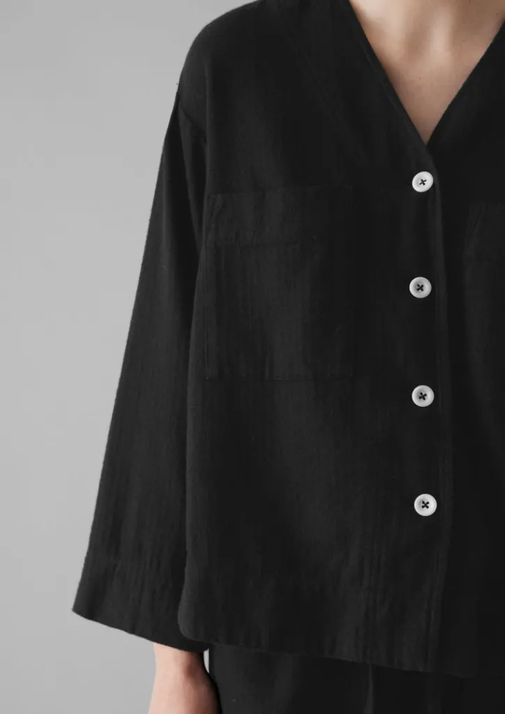 TOAST Brushed Cotton Linen Herringbone Top-Women Linen|Loungewear