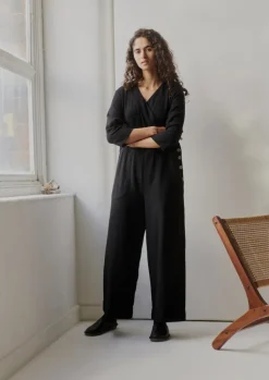 TOAST Brushed Cotton Linen Herringbone Jumpsuit-Women Linen|Loungewear