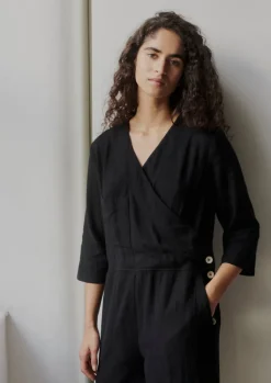 TOAST Brushed Cotton Linen Herringbone Jumpsuit-Women Linen|Loungewear