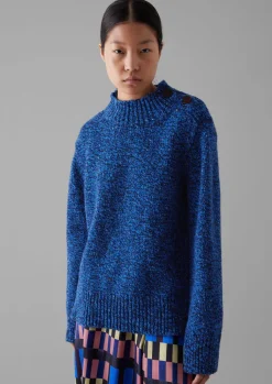 TOAST Button Shoulder Marled Donegal Wool Sweater-Women Knitwear
