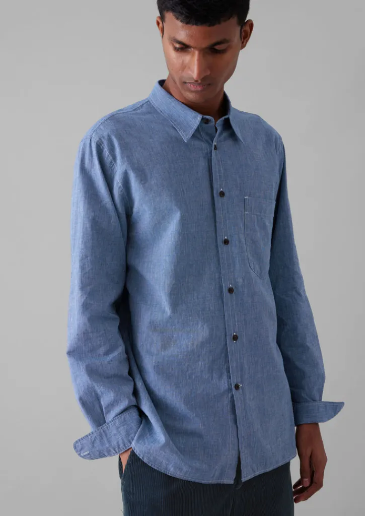 TOAST Chambray Cotton Linen Shirt- Linen|Workwear
