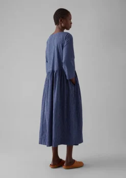 TOAST Check Crinkle Cotton Boat Neck Dress-Women Loungewear|Dresses