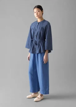 TOAST Check Crinkle Cotton Tie Shirt-Women Loungewear|Tops & Tees