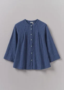 TOAST Check Crinkle Cotton Tie Shirt-Women Loungewear|Tops & Tees