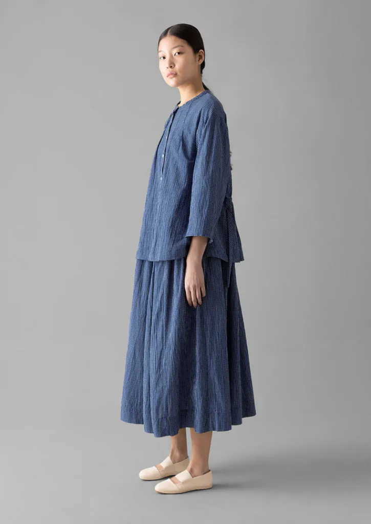 TOAST Check Crinkle Cotton Tie Shirt-Women Loungewear|Tops & Tees