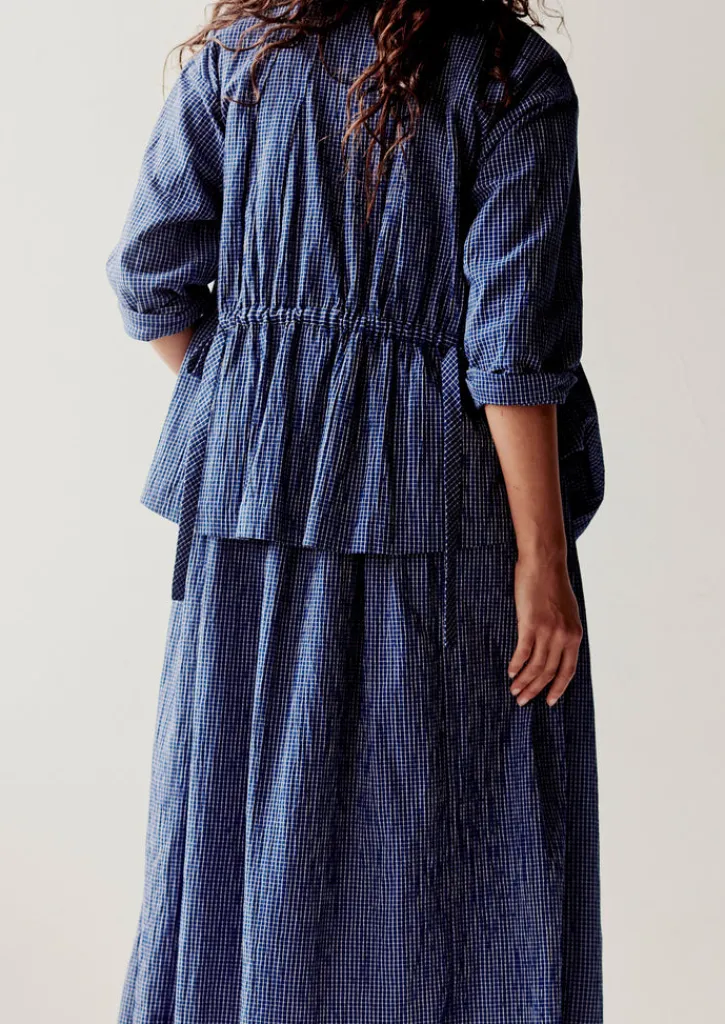 TOAST Check Crinkle Cotton Tie Shirt-Women Loungewear|Tops & Tees