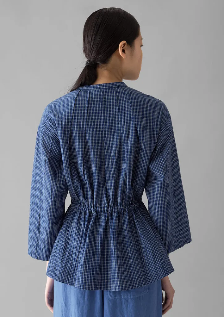 TOAST Check Crinkle Cotton Tie Shirt-Women Loungewear|Tops & Tees