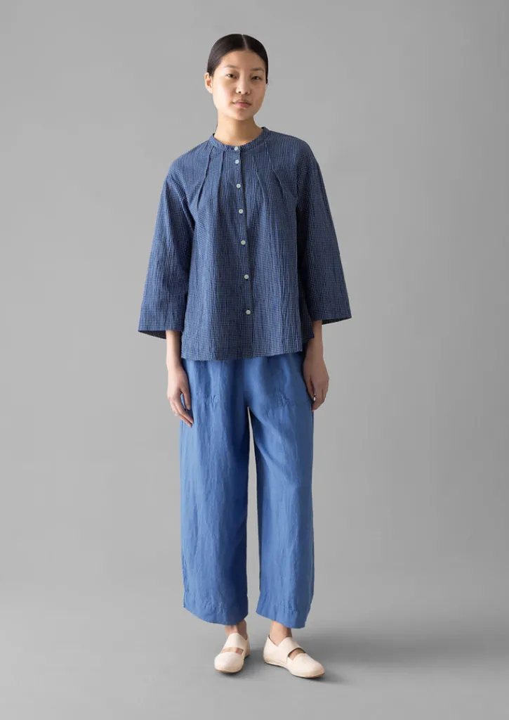 TOAST Check Crinkle Cotton Tie Shirt-Women Loungewear|Tops & Tees