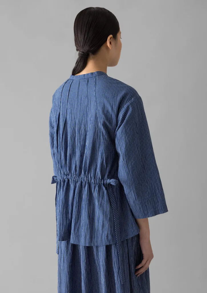 TOAST Check Crinkle Cotton Tie Shirt-Women Loungewear|Tops & Tees