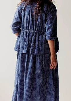 TOAST Check Crinkle Cotton Tie Shirt-Women Loungewear|Tops & Tees