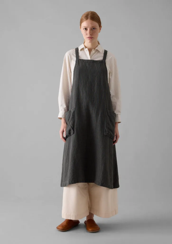 TOAST Check Linen Crossback Pinafore Apron- Aprons & Tea Towels