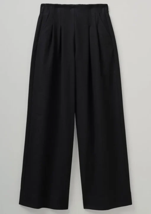 TOAST Corinne Wool Cotton Herringbone Wide Leg Trousers-Women Trousers
