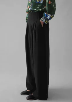 TOAST Corinne Wool Cotton Herringbone Wide Leg Trousers-Women Trousers