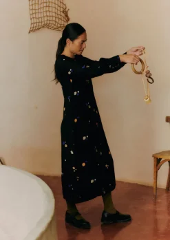 TOAST Cosmic Dot Print Column Dress-Women Dresses