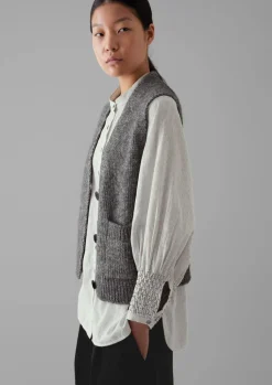 TOAST Cotton Alpaca Button Through Tank-Women Knitwear