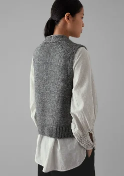 TOAST Cotton Alpaca Button Through Tank-Women Knitwear