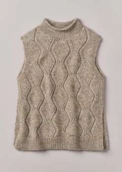 TOAST Cotton Alpaca Reverse Cable Tank-Women Knitwear
