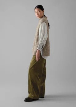 TOAST Cotton Alpaca Reverse Cable Tank-Women Knitwear