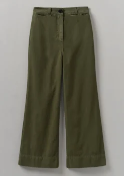 TOAST Cotton Canvas Kick Flare Trousers-Women Trousers