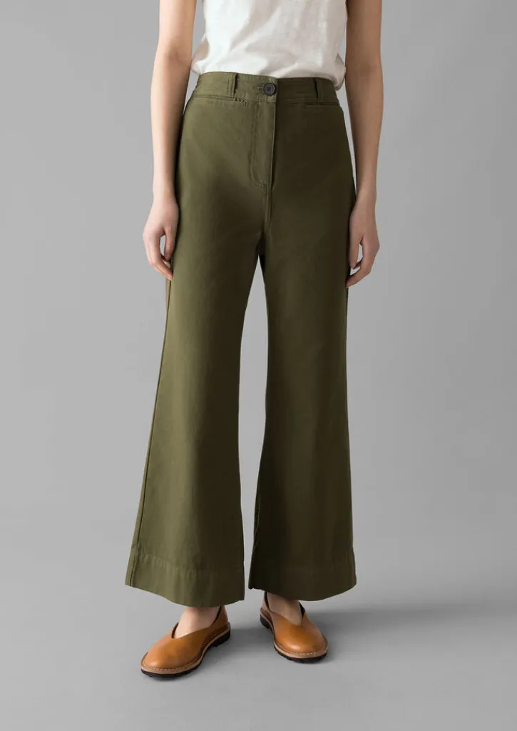 TOAST Cotton Canvas Kick Flare Trousers-Women Trousers