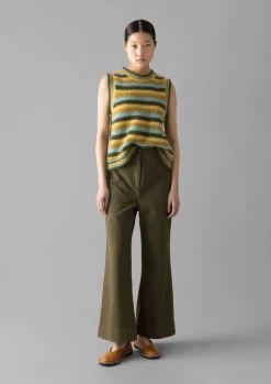 TOAST Cotton Canvas Kick Flare Trousers-Women Trousers