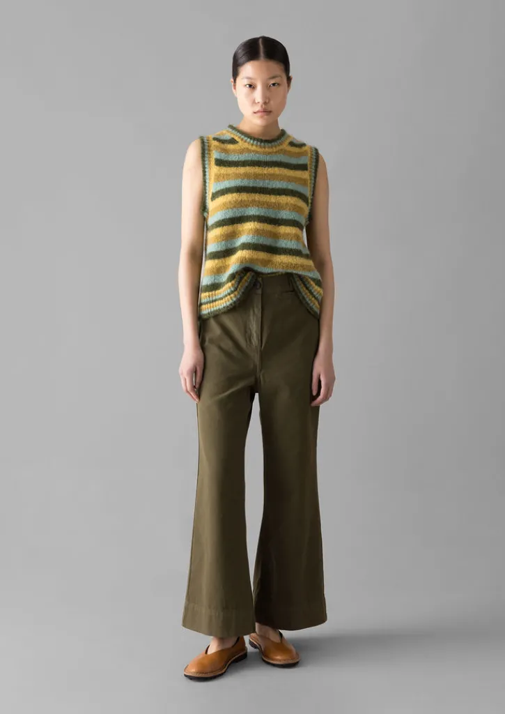 TOAST Cotton Canvas Kick Flare Trousers-Women Trousers