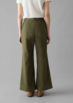 TOAST Cotton Canvas Kick Flare Trousers-Women Trousers