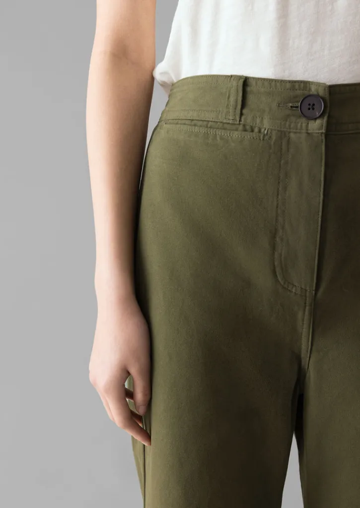 TOAST Cotton Canvas Kick Flare Trousers-Women Trousers