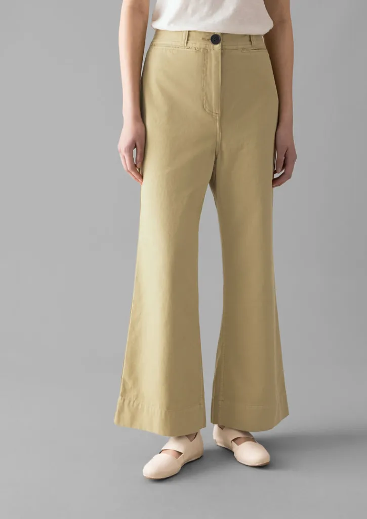 TOAST Cotton Canvas Kick Flare Trousers-Women Trousers