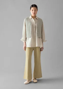 TOAST Cotton Canvas Kick Flare Trousers-Women Trousers