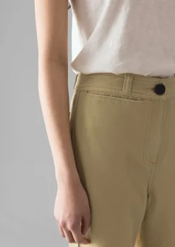 TOAST Cotton Canvas Kick Flare Trousers-Women Trousers