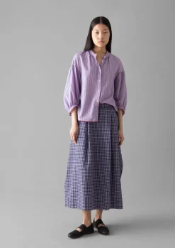 TOAST Cotton Gingham Seersucker Skirt-Women Skirts
