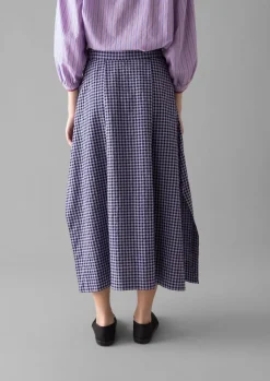 TOAST Cotton Gingham Seersucker Skirt-Women Skirts