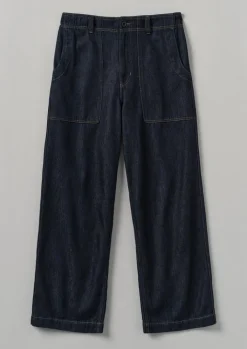 TOAST Cotton Hemp Denim Cargo Trousers- Denim|Trousers