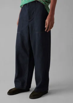 TOAST Cotton Hemp Denim Cargo Trousers- Denim|Trousers