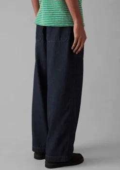 TOAST Cotton Hemp Denim Cargo Trousers- Denim|Trousers
