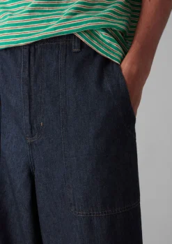 TOAST Cotton Hemp Denim Cargo Trousers- Denim|Trousers