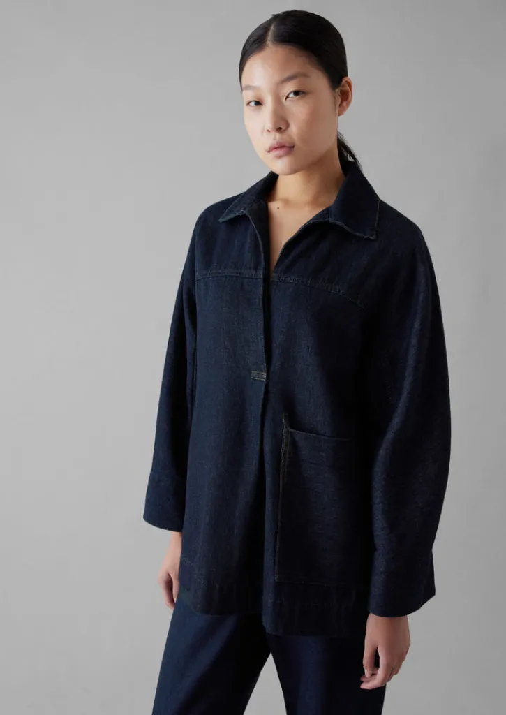 TOAST Cotton Hemp Denim Smock-Women Denim|Tops & Tees