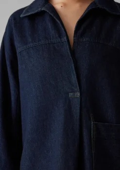 TOAST Cotton Hemp Denim Smock-Women Denim|Tops & Tees