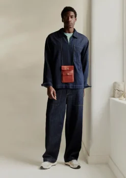 TOAST Cotton Hemp Denim Smock Shirt- Denim|Workwear