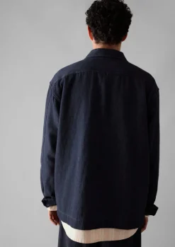 TOAST Cotton Hemp Denim Smock Shirt- Denim|Workwear